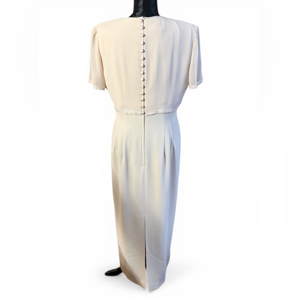 Vintage Donna Morgan Lace Overlay Formal Dress Champagne Ivory Size 12 - Picture 4 of 10